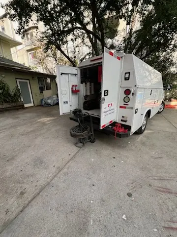 Magnet Plumbing service vehicle on-site for Sewer Line Repair in Pinellas Park